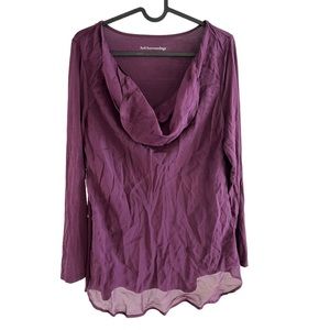 Soft Surroundings Women's Sz L Purple Blouse Silk blend long sleeve